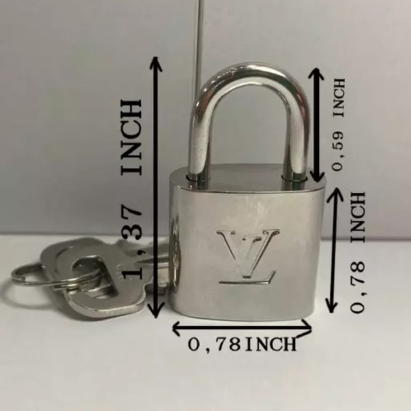 Louis Vuitton PadLock Lock & 2 Key Brass Silver Polished - Picture 7 of 7
